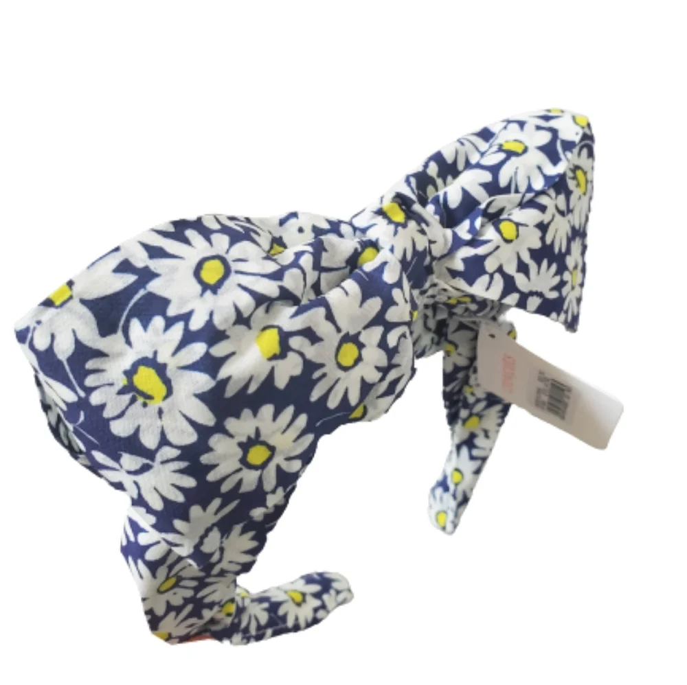 Crewcuts girls floral big bow cotton headband, White/ Blue